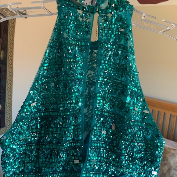 Sherri Hill jade turquoise, green, two piece stunning dress - Picture 6 of 8